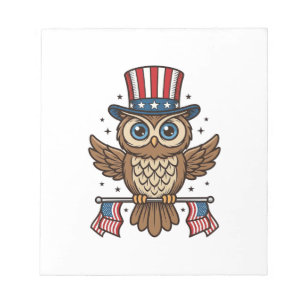 Patriotische Eule Vintage-Stich Grafik_1 Notizblock