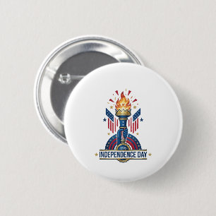 Patriotische Fackel Unabhängigkeitstag 1776 Button