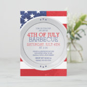 Patriotische Fahne 4. JULI Summer Barbecue Party Einladung (Stehend Vorderseite)