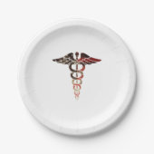 Patriotische Fahne Caduceus, großartig für Kranken Pappteller (Vorderseite)