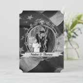 Patriotische Fahne der B&W-Militär mit Fotografie Einladung (Stehend Vorderseite)