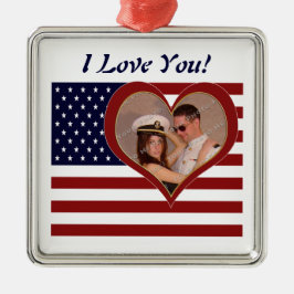 Patriotische Fahne I Liebe Sie - Ihr Foto Ornament Aus Metall