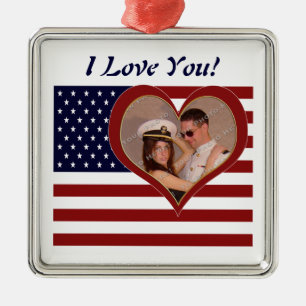 Patriotische Fahne I Liebe Sie - Ihr Foto Ornament Aus Metall
