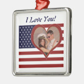 Patriotische Fahne I Liebe Sie - Ihr Foto Ornament Aus Metall (Links)