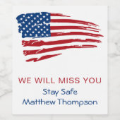 Patriotische Fahne Militärsoldat geht weg Party W Weinetikett (Einzelnes Label)