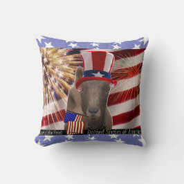 PATRIOTISCHE FAHNENSCHWENKENDE LAMANCHA ZIEGE USA KISSEN