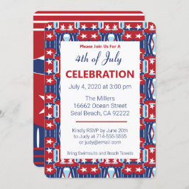 Patriotische Farben 4. Juli Einladung