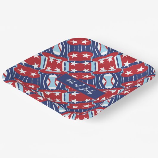 Patriotische Farben 4. Juli Pappteller (Gewinkelt)