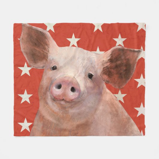Patriotische Farm - Schwein Fleecedecke (Vorderseite (Horizontal))