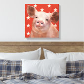 Patriotische Farm - Schwein Leinwanddruck (Insitu (Schlafzimmer))