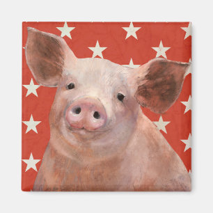 Patriotische Farm - Schwein Magnet