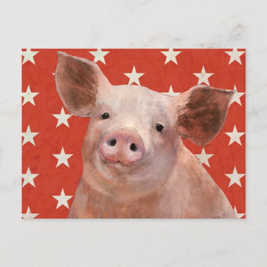 Patriotische Farm - Schwein Postkarte (Vorderseite)