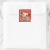 Patriotische Farm - Schwein Quadratischer Aufkleber (Tasche)