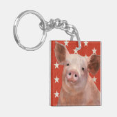 Patriotische Farm - Schwein Schlüsselanhänger (Vorderseite links)