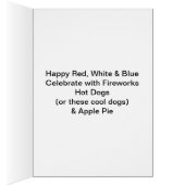 Patriotische Feier Party Hunde & Feuerwerkskarte (Innen (Rechts))