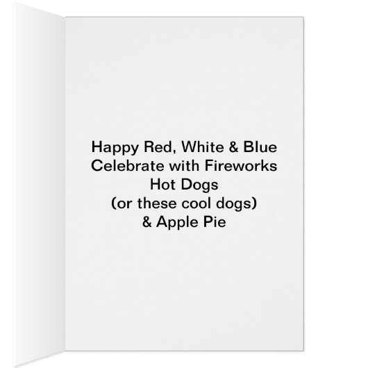 Patriotische Feier Party Hunde & Feuerwerkskarte (Innen (Rechts))