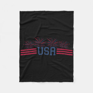 Patriotische Feuerwerke 4. Juli Amerikanische Flag Fleecedecke