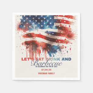 Patriotische Feuerwerke 4. Juli Sommer Party Serviette