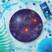 Patriotische Feuerwerke Pappteller (Party)