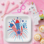 Patriotische Feuerwerke  Pappteller (Party)