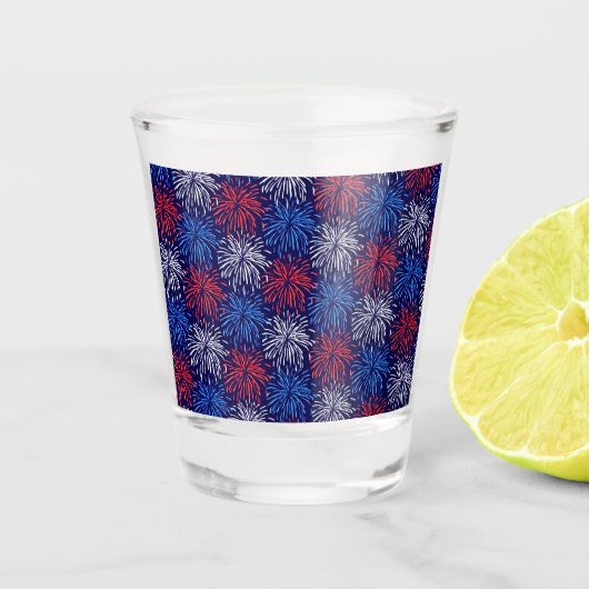 Patriotische Feuerwerke Schnapsglas (Vorderseite)