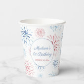 Patriotische Feuerwerke Sommer 1. Geburtstag Party Pappbecher (Rückseite)