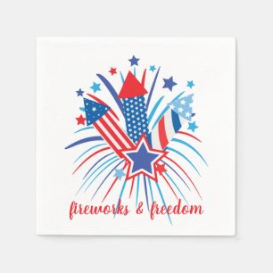 Patriotische Feuerwerke und Freiheit Serviette
