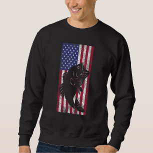 Patriotische Fischerei unter amerikanischer Flagge Sweatshirt