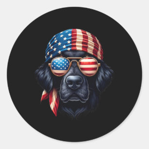 Patriotische flachbeschichtete Retriever Dog Us Fl Runder Aufkleber