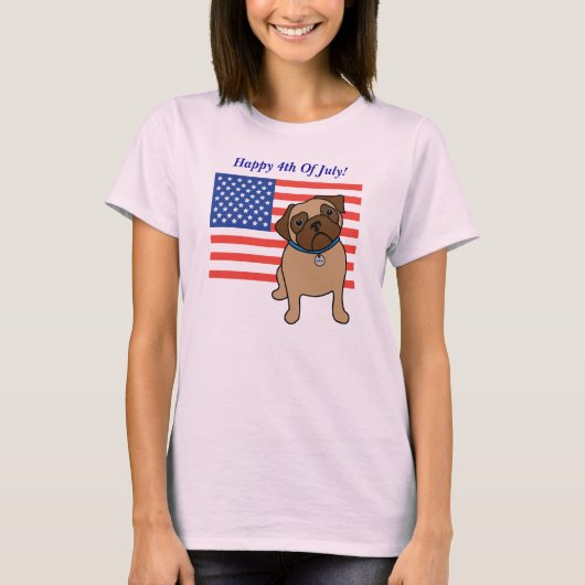 Patriotische Flag Mops T-Shirts für Kinder und Erw (Vorderseite)