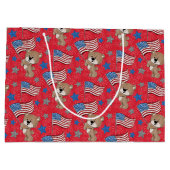 Patriotische Flag Wave Bear Geschenktasche Große Geschenktüte (Rückseite)