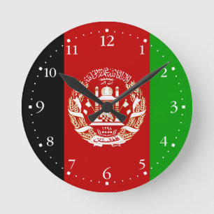 Patriotische Flagge Afghanistans Runde Wanduhr