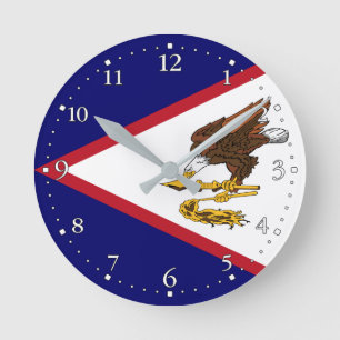 Patriotische Flagge Amerikanisch-Samoas Runde Wanduhr