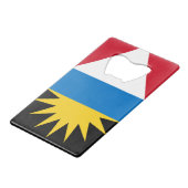Patriotische Flagge Antigua und Barbuda Geldbeutel Flaschenöffner (Vorderseite Schrägansicht)
