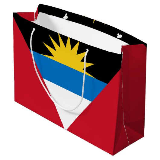 Patriotische Flagge Antigua und Barbuda Große Geschenktüte (Rückseite Schrägansicht)