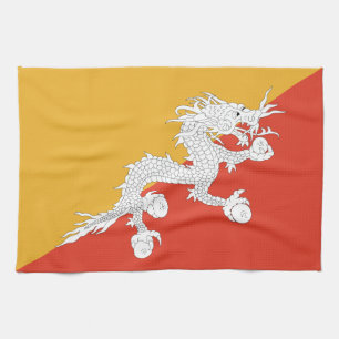 Patriotische Flagge Bhutans Geschirrtuch