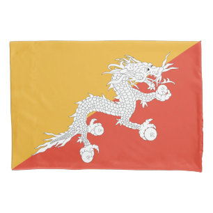 Patriotische Flagge Bhutans Kissenbezug