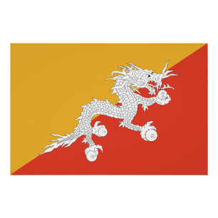 Patriotische Flagge Bhutans Poster