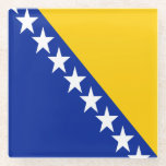 Patriotische Flagge Bosnien-Herzegowina Glasuntersetzer<br><div class="desc">Die Nationalflagge von Bosnien und Herzegowina.</div>
