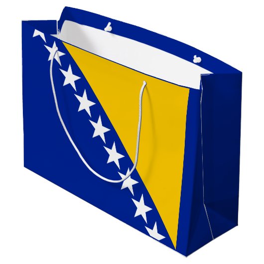 Patriotische Flagge Bosnien-Herzegowina Große Geschenktüte (Rückseite Schrägansicht)