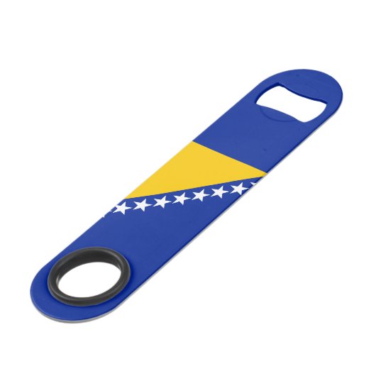 Patriotische Flagge Bosnien-Herzegowina Speed Flaschenöffner (Rückseite Schrägansicht)