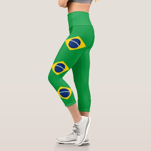 Patriotische Flagge Brasilien Capri Leggings (Links)