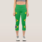 Patriotische Flagge Brasilien Capri Leggings (Vorderseite)