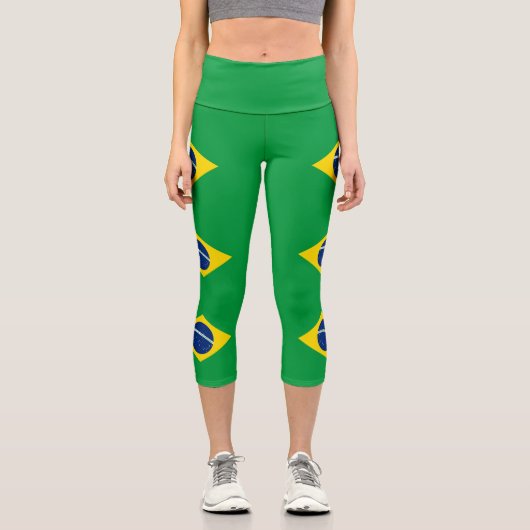 Patriotische Flagge Brasilien Capri Leggings (Vorderseite)