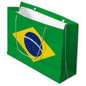 Patriotische Flagge Brasilien Große Geschenktüte (Vorderseite Schrägansicht)