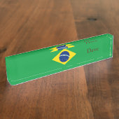 Patriotische Flagge Brasilien Namensplakette (Seite)