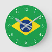 Patriotische Flagge Brasilien Runde Wanduhr (Vorderseite)