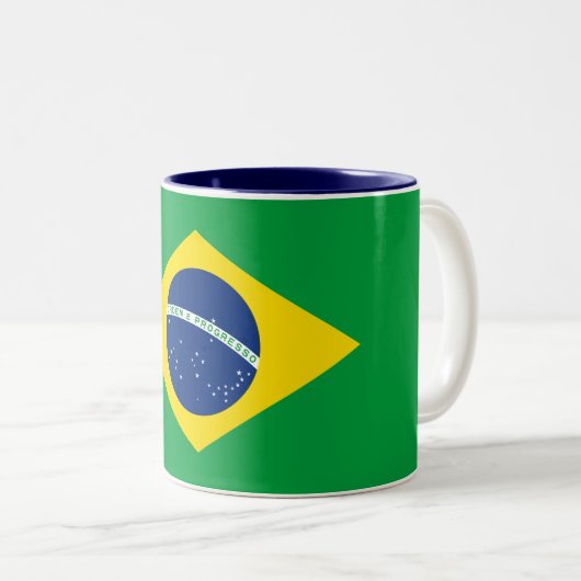 Patriotische Flagge Brasilien Zweifarbige Tasse (VorderseiteRechts)