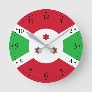 Patriotische Flagge Burundis Runde Wanduhr