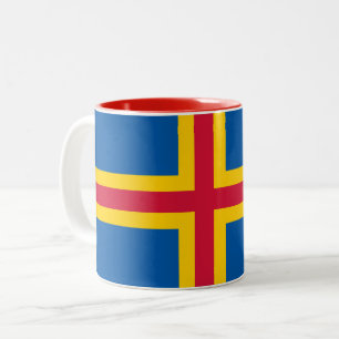 Patriotische Flagge der Åland-Inseln Zweifarbige Tasse